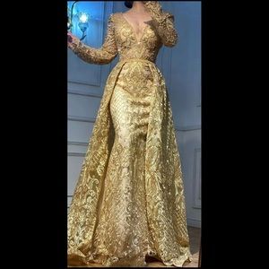 Gold Bridesmaid/ Engagement Dress With Overskirt